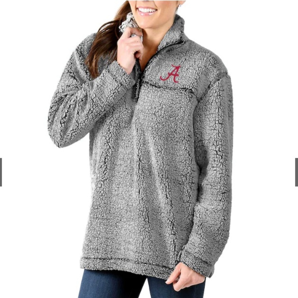 Gray Alabama Crimson Tide Sherpa Quarter-Zip Pullover